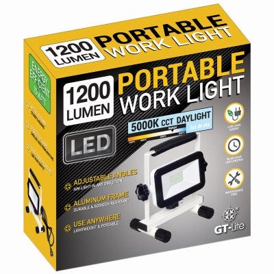 LED Portable Work Light 15-Watts 1200 Lumens 7 x 7-1 2 x 4-In.
