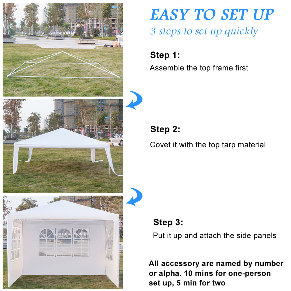 10 x 10 Easy Set-up Canopy Tent Commercial Instant Tents Market stall with 3 Removable Sidewalls and Portable Bag (White)