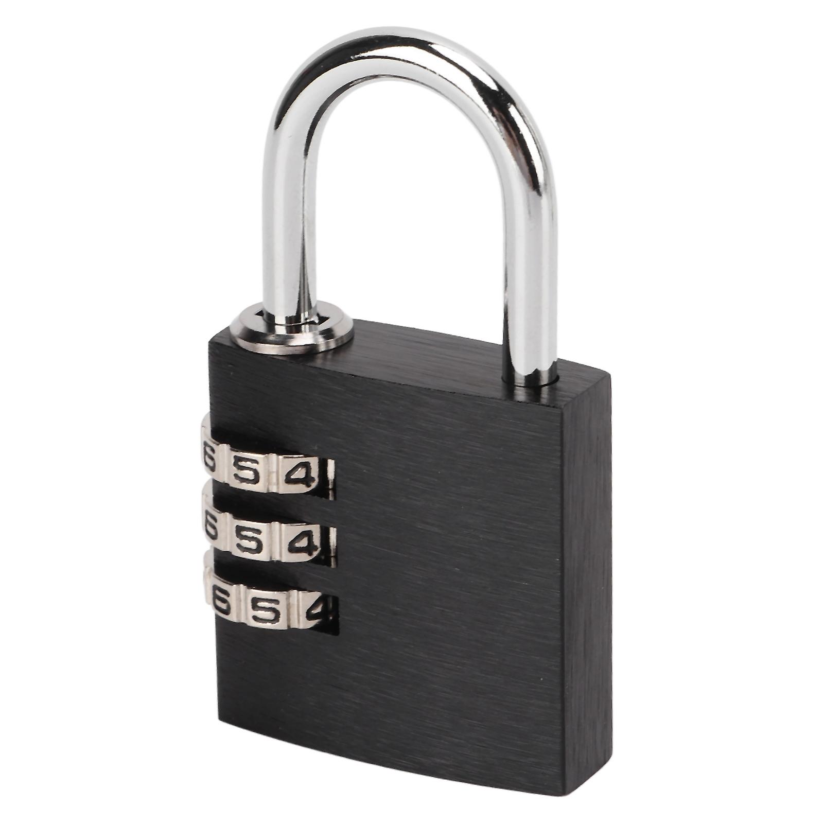 3 Digits Security Combination Padlock Black Solid Aluminum Alloy For Gym Locker Cabinet Toolbox Luggagelarge Padlock