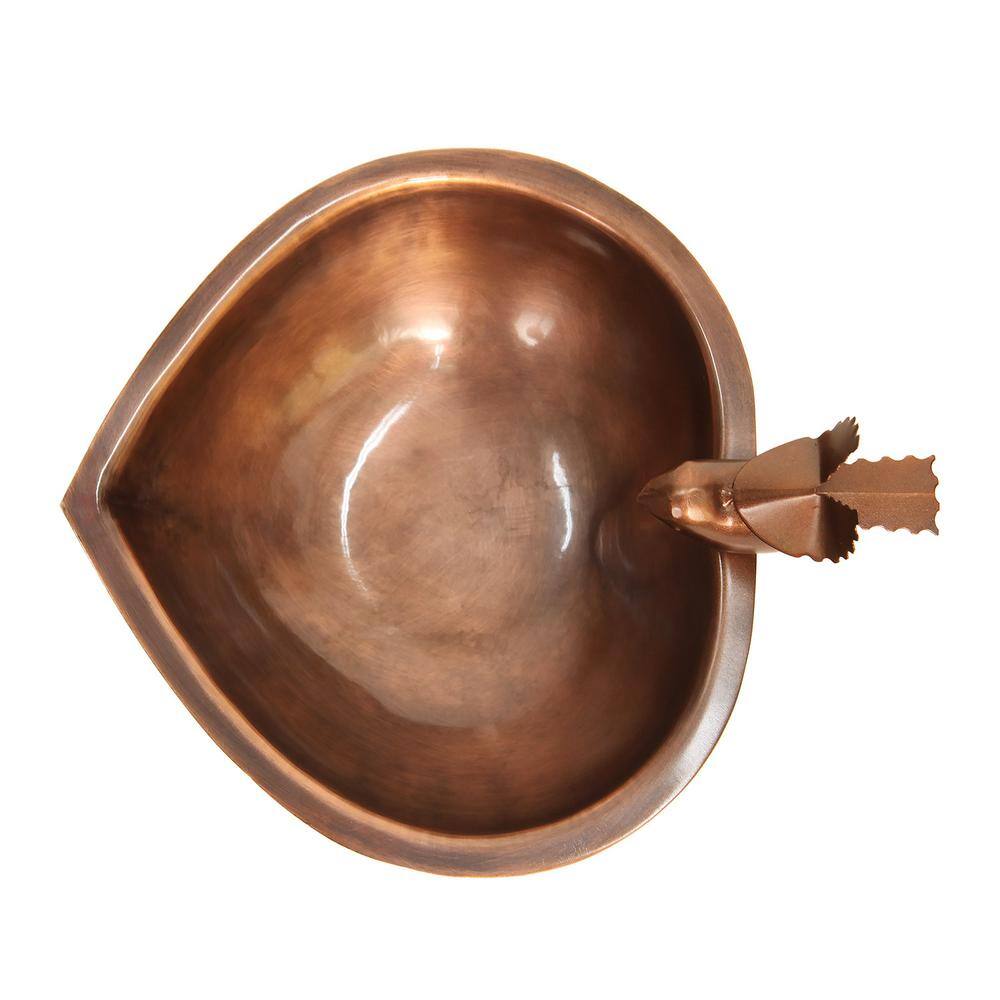 ACHLA DESIGNS 9 in. Dia， Antique Copper Heart Shaped Birdbath Bowl HBB-01