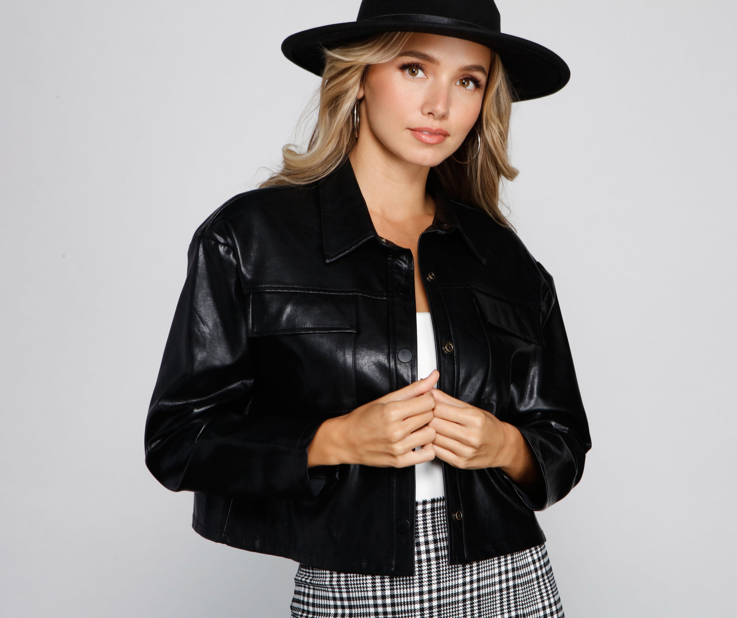 Chic Baddie Faux Leather Shacket