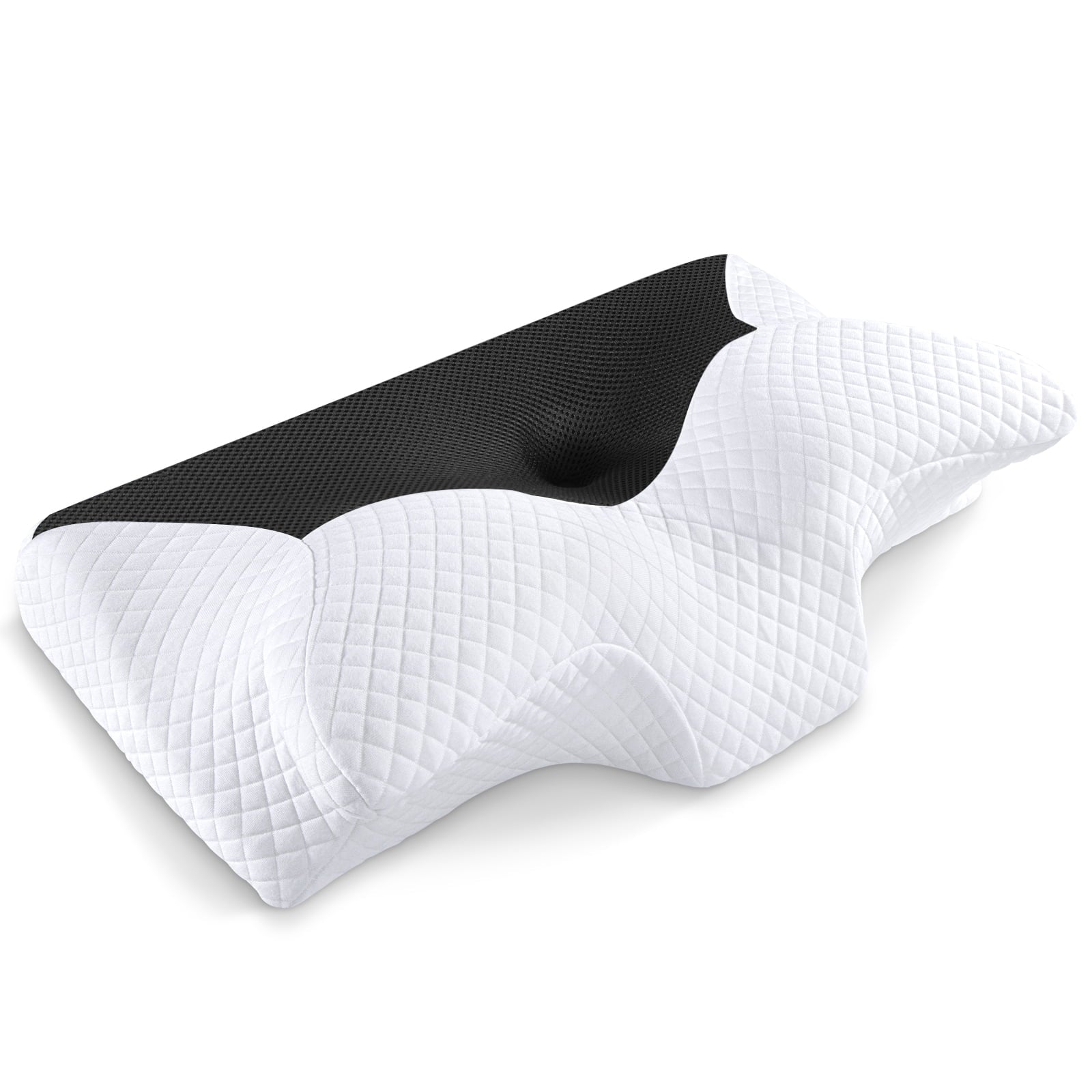 HOMCA Cervical Memory Foam Pillow Black 24in for Pain Relief Contoured Support Pillows for All Sleepers(Black)
