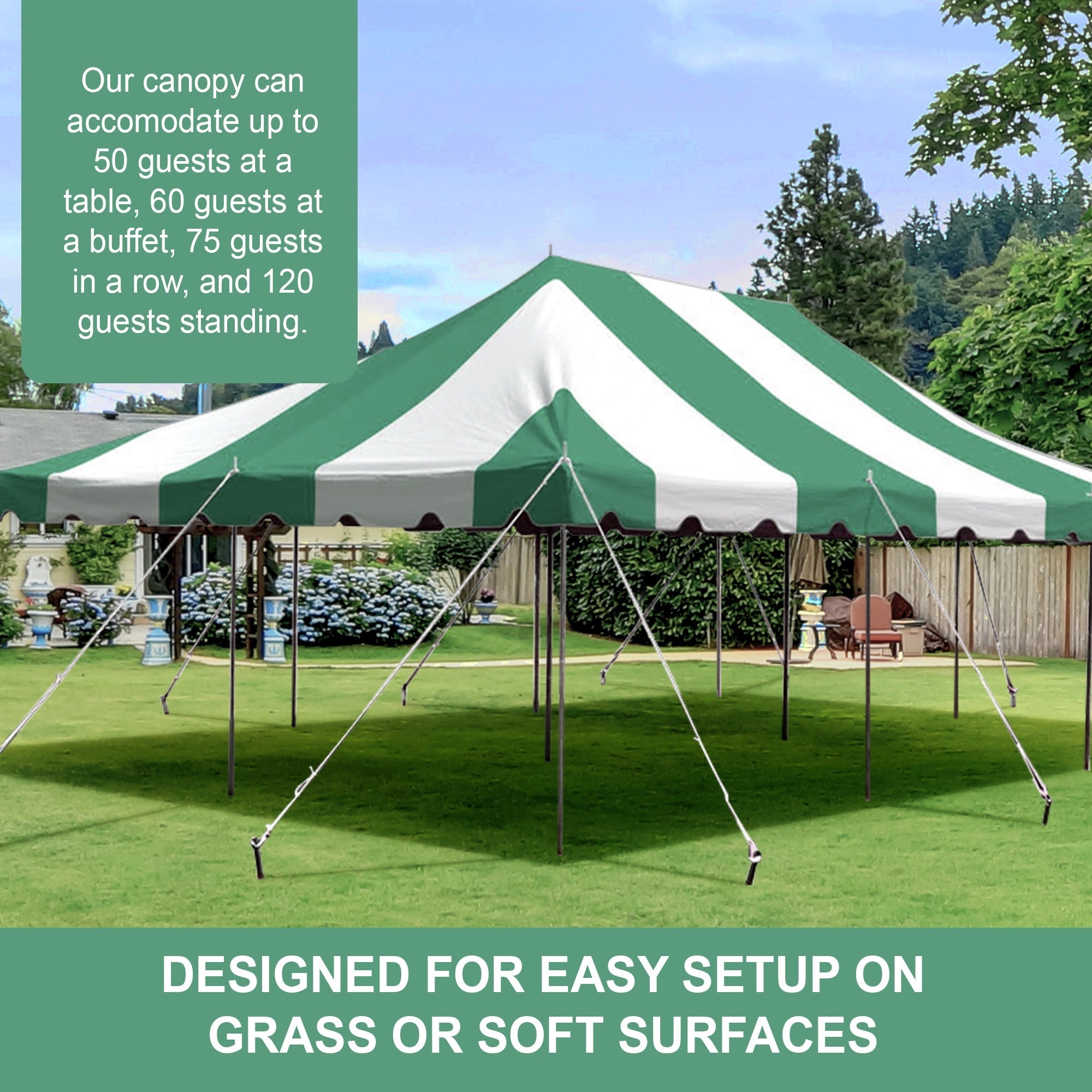 Party Tents Direct Weekender Outdoor Canopy Pole Tent, Green, 20 ft x 30 ft