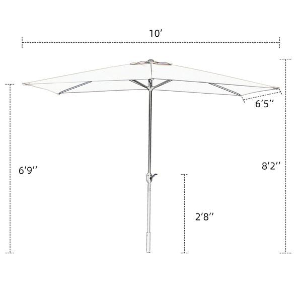 Sophia & William 10 x 6.6ft Rectangle Outdoor Patio Umbrella Market Table Umbrella Sunshade with 6 Steel Ribs and Crank Handle,Beige