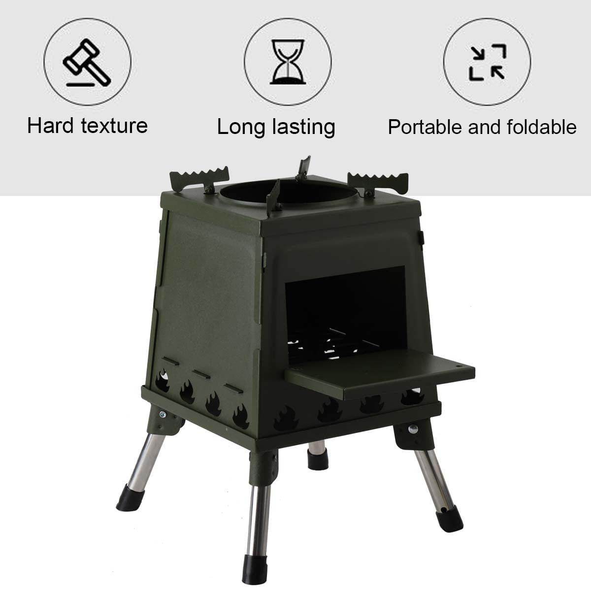 YILIKISS Wood Burning Stove Portable Cooker Camping Cooking Stove Hiking Outdoor Survival