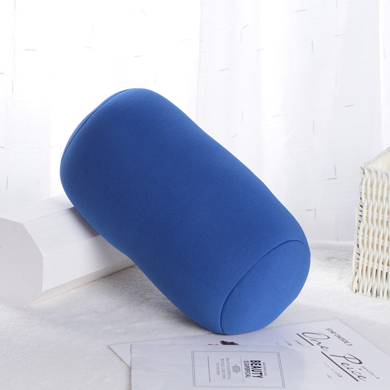 wendunide Cylinder Memory Foam Pillow Roll Cervical Bolster Round Nap Neck Pillow Cushion Blue