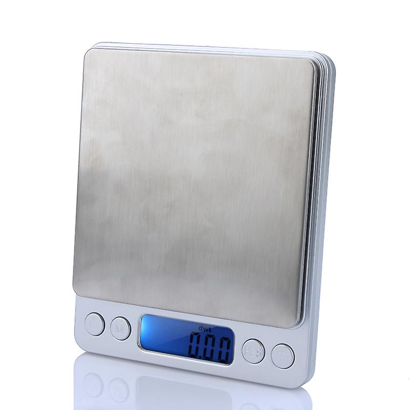 High Accuracy Mini Electronic Digital Platform Jewelry Scale Weighing Balance With Two Trays Portable 500g/0.01g Counting Function Blue Lcd G/ct/dwt/o