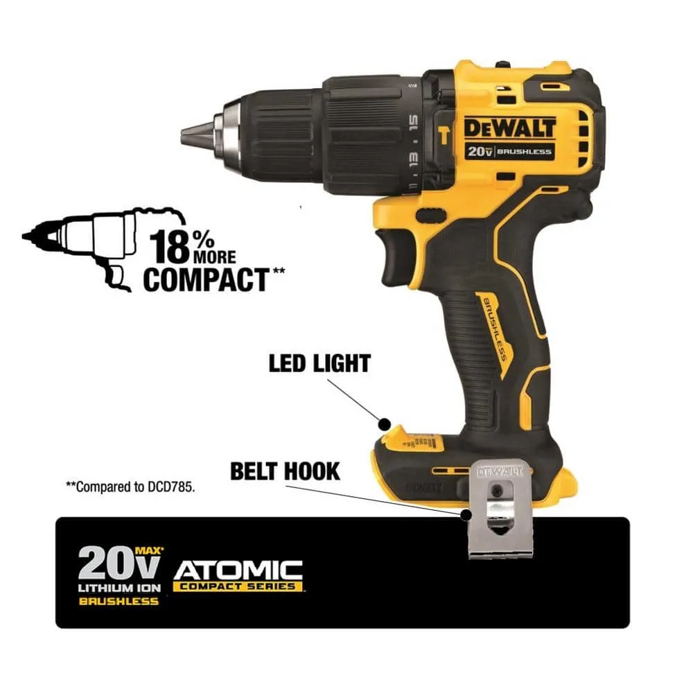 DEWALT ATOMIC 20V MAX Lithium-Ion Cordless Brushless Combo Kit with (2) 1.5Ah Batteries, Charger, and Bag DCK224C2