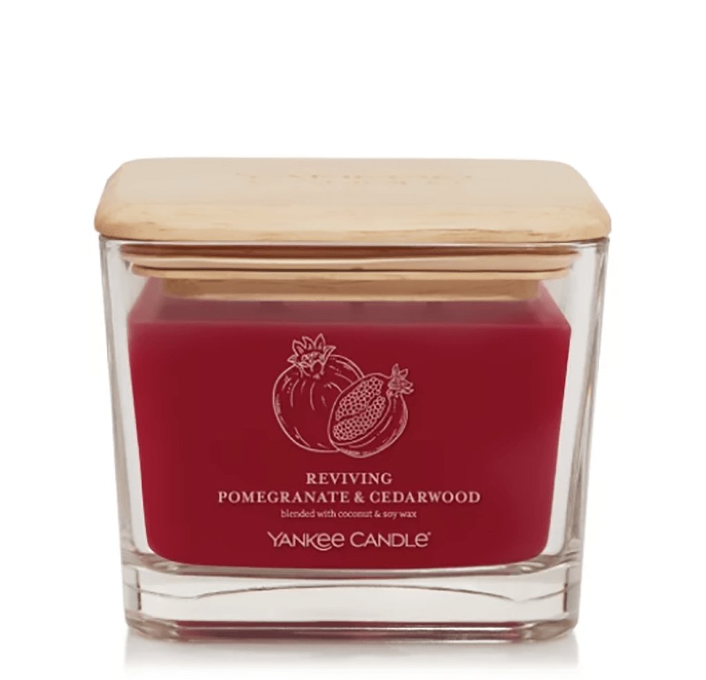 Yankee Candle  Well Living Collection - Medium Square Candle in Reviving Pomegranate & Cedarwood