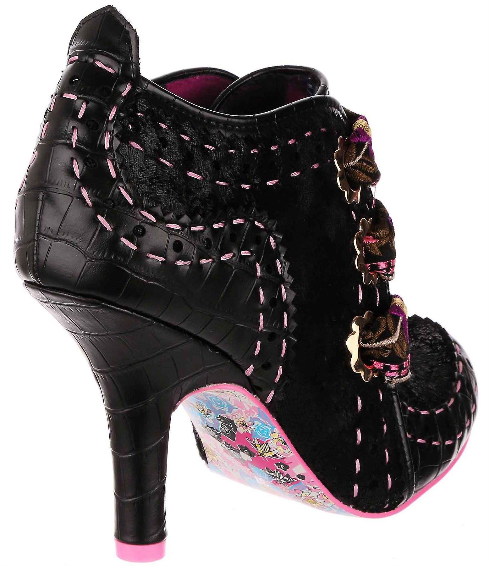 Irregular Choice Abigails Flower Party Black Pink Womens Ankle Boots