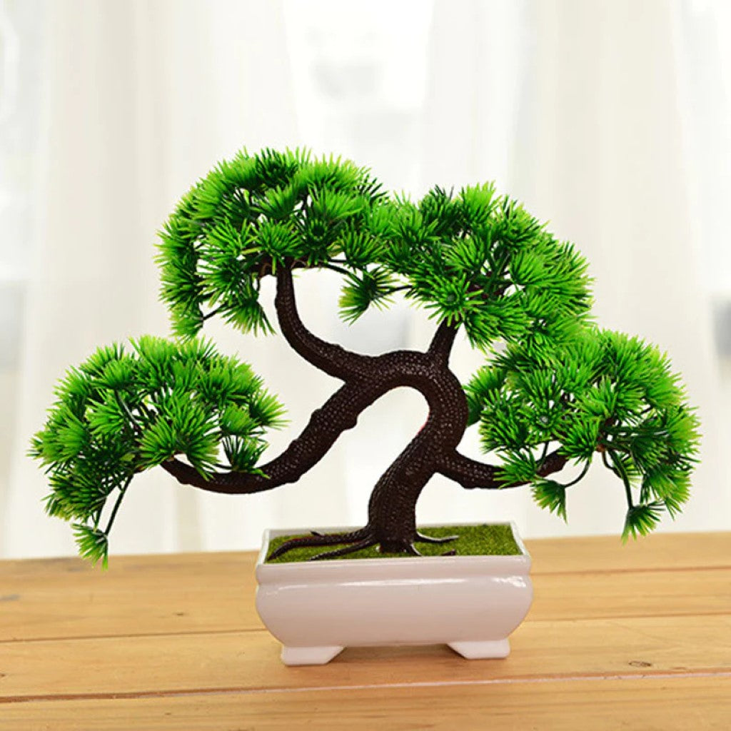 Artificial Gorgeous Bonsai with Very Attractive Pot (Green Colored) -Excellent Gift..