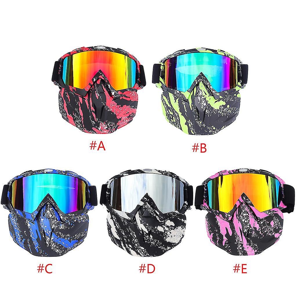 Motorcycle Goggles Mask-motorcycle Glasses With Detachable Mask， Suitable For Cs/desert Off-road Riding/skiing/snowmobil
