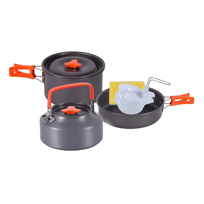 2 person Camping Cookware Set with Kettle  Lightweight Backpacking Cookset for hiking