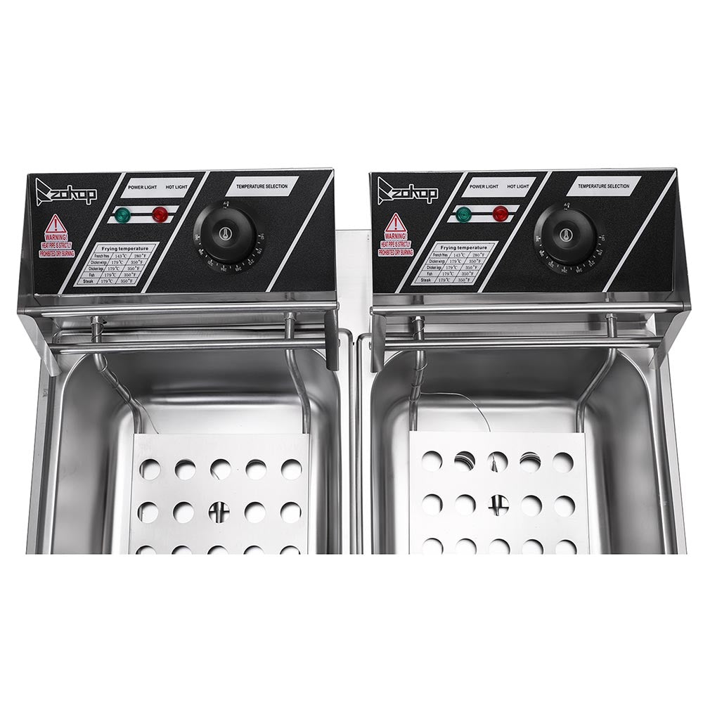 Yescom Double Deep Fryer for Turkey Fish 2x12.7QT 110V 5000W