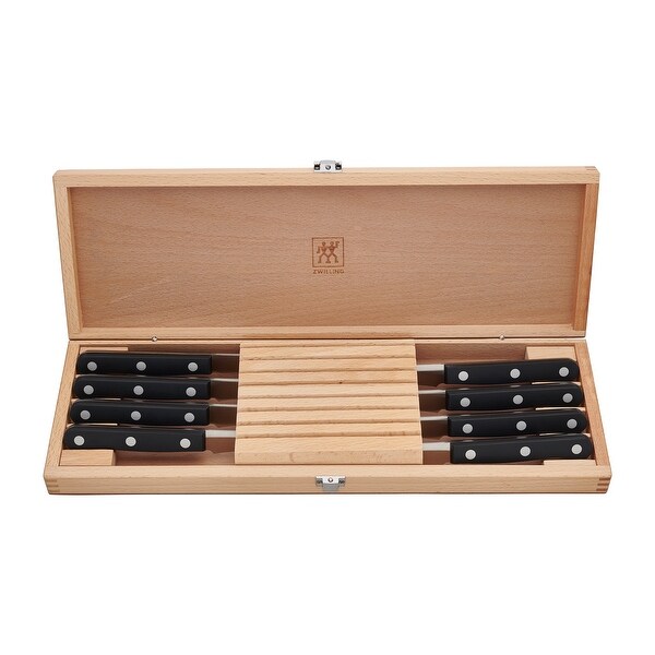 ZWILLING TWIN Gourmet Classic 8-pc Steak Knife Set with Wood Case - Stainless Steel