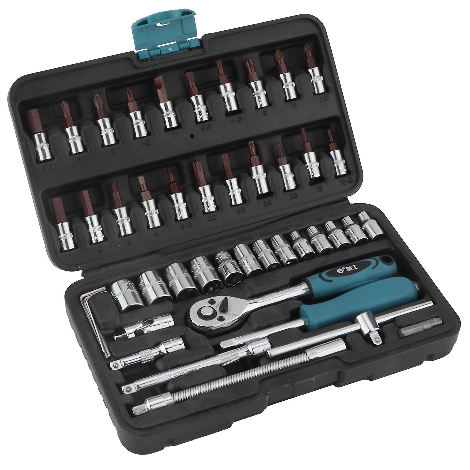 Spanner Socket Screwdriver Set Car Repair Ratchet Wrench Box Kit Hardware Tools 21834