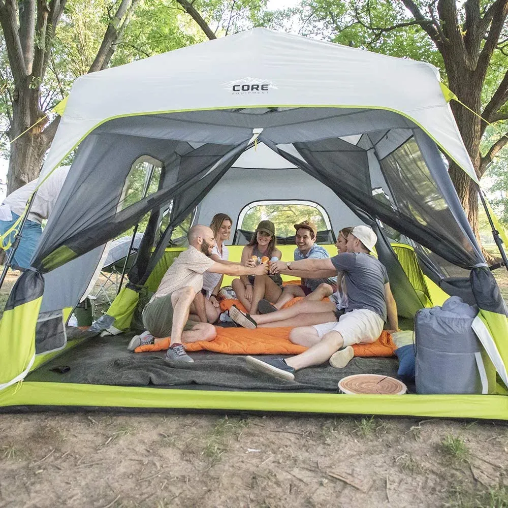 9 Person Instant Cabin Tent | Portable Multi Room Stand Up Tent for Family with Storage Pockets for Camping Accessories | Best Large Pop Up Tent for Easy 2 Minute Car Camp Setup