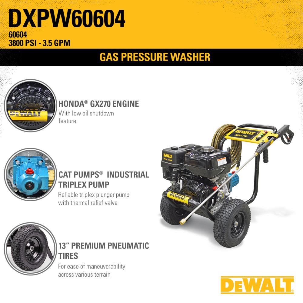 DW Gas Pressure Washer 3800 PSI @ 3.5 gpm Direct Drive DXPW60604