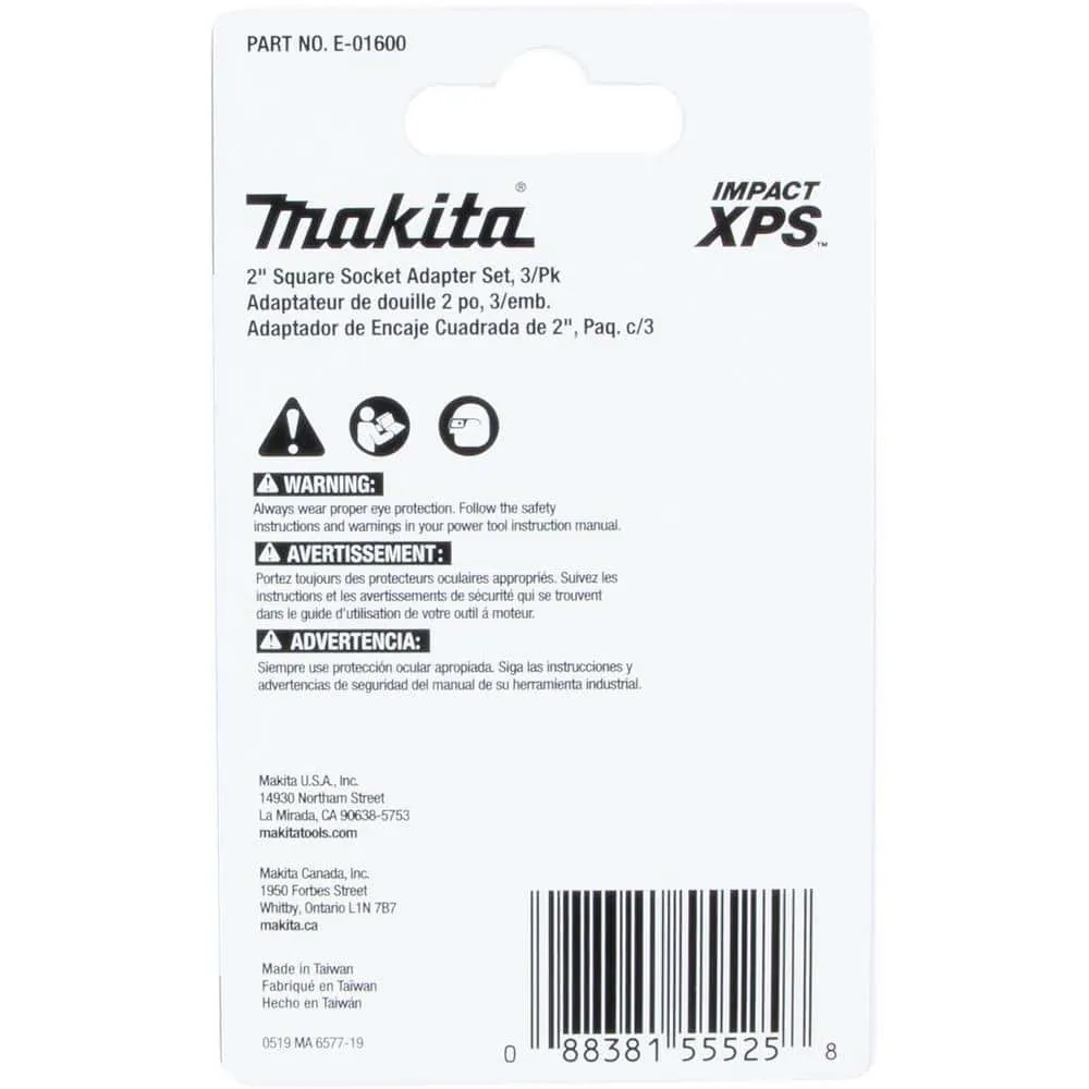 Makita IMPACT XPS Square 2 in. Socket Adapter (3-Piece) E-01600