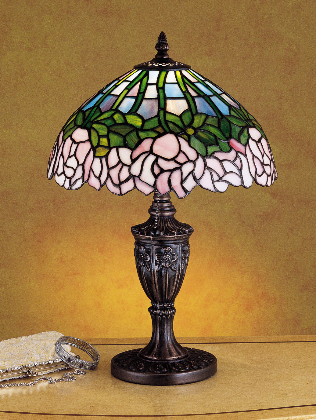 Meyda  30343 Stained Glass /  Accent Table Lamp From The Cabbage Rose