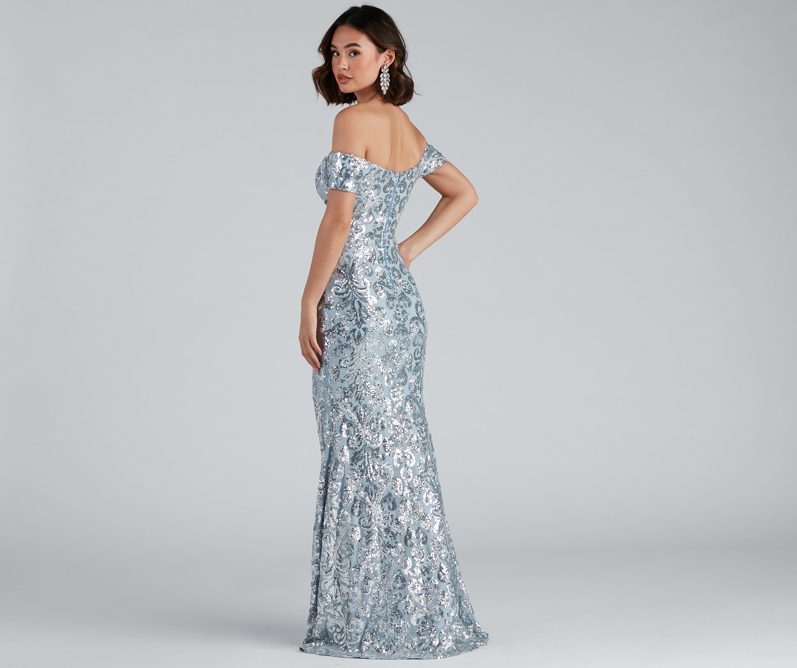 Carter Sequin Scroll A-Line Formal Dress