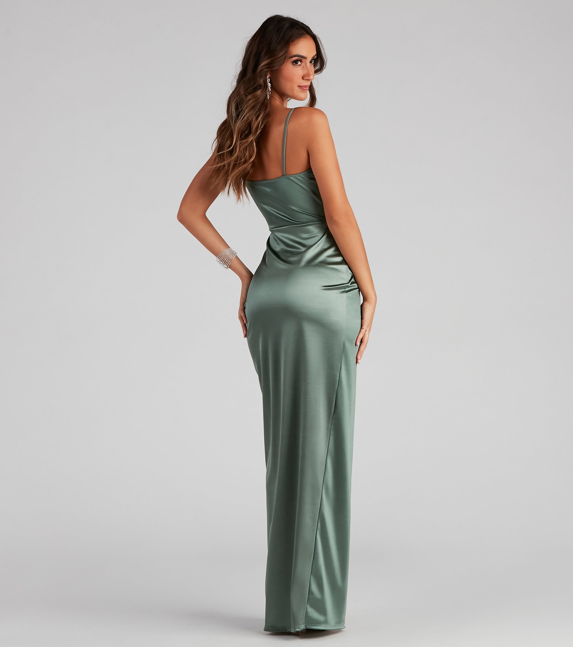 Mayra Formal Satin Slit Long Dress