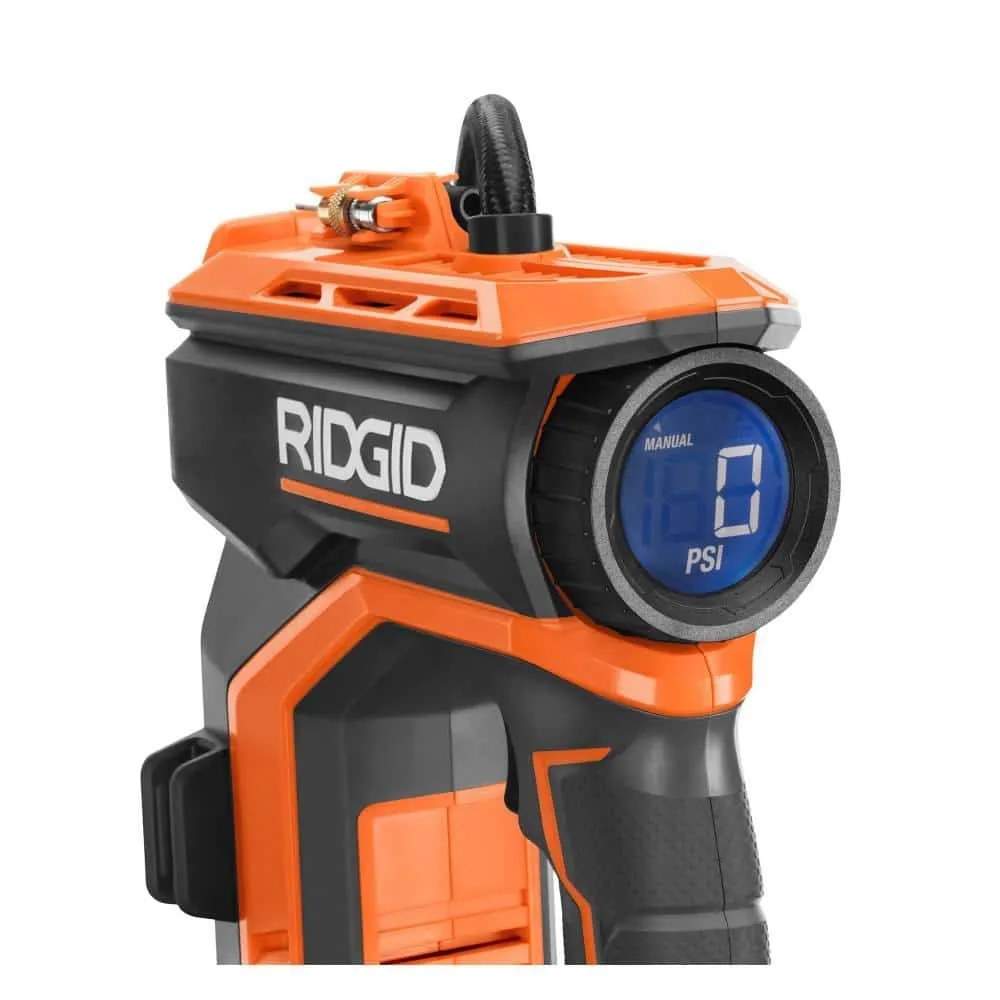 RIDGID 18V Cordless Digital Inflator Kit with 2.0 Ah Battery and Charger R87044KN