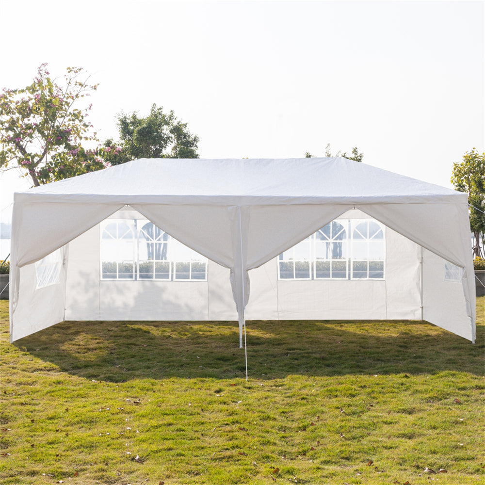 Canopy Party Tent for Outside, 10' x 20' Patio Gazebo Waterproof Tent with 6 Side Walls(Two Doors), ZPL White Outdoor Wedding Tent