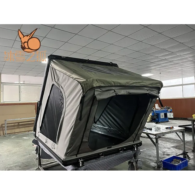 Aluminum Grey Color Outdoor Hiking Camper Rooftop Roof Top Car Tent Triangle Hard Shell Rtt
