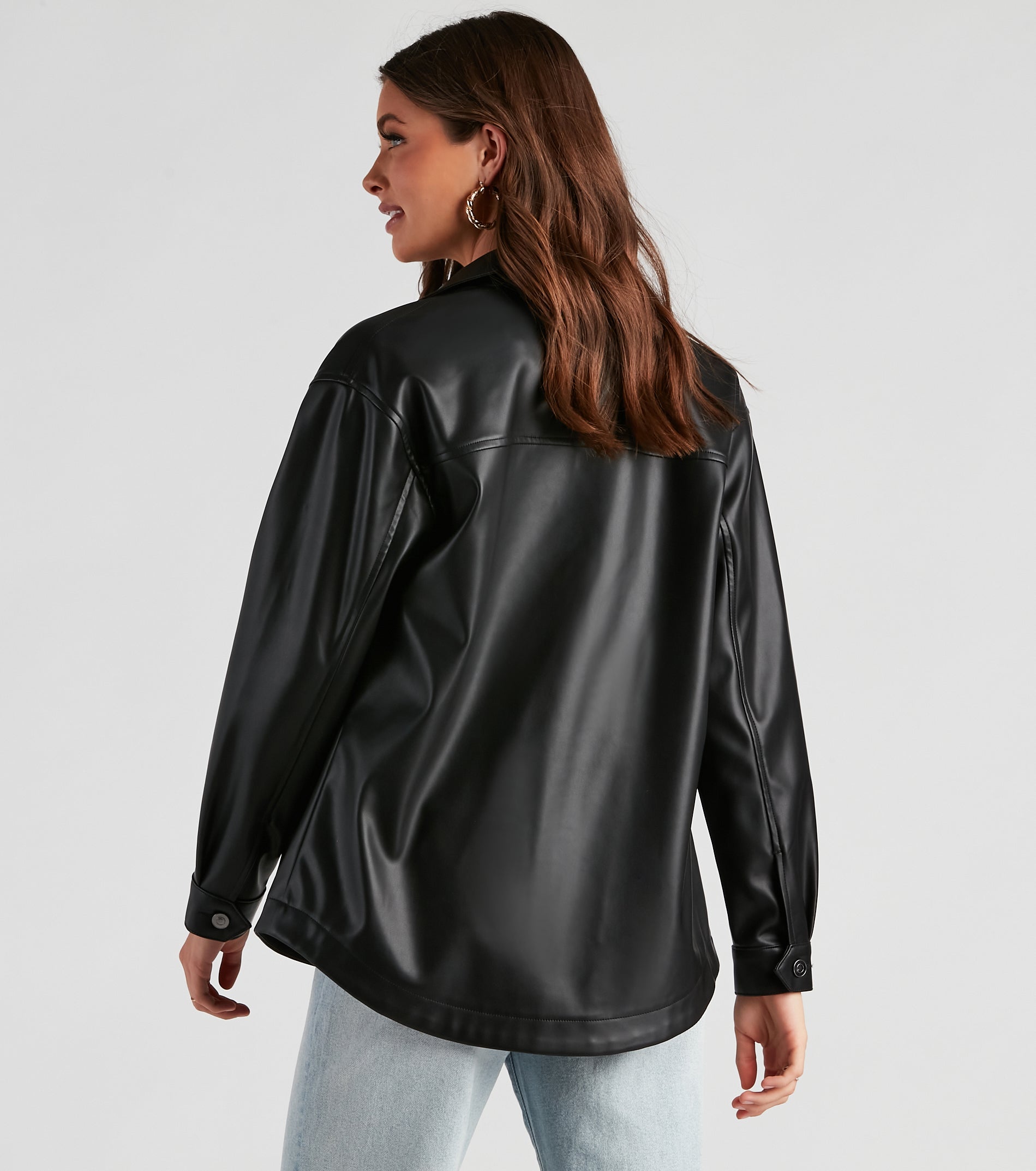 Trendsetting Vibes Faux Leather Shacket