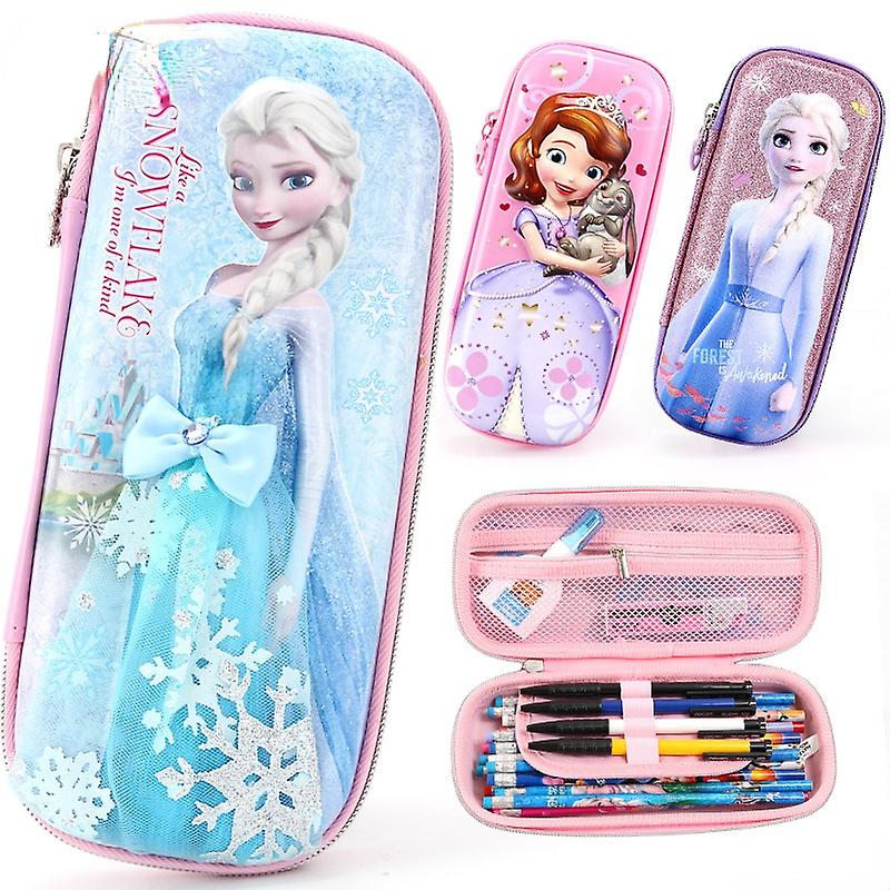 Disney Princess Pencil Case Student Stationery Box Aisha Cute Pencil Case Large Capacity Quicksand Girl Cartoon Pencil Case
