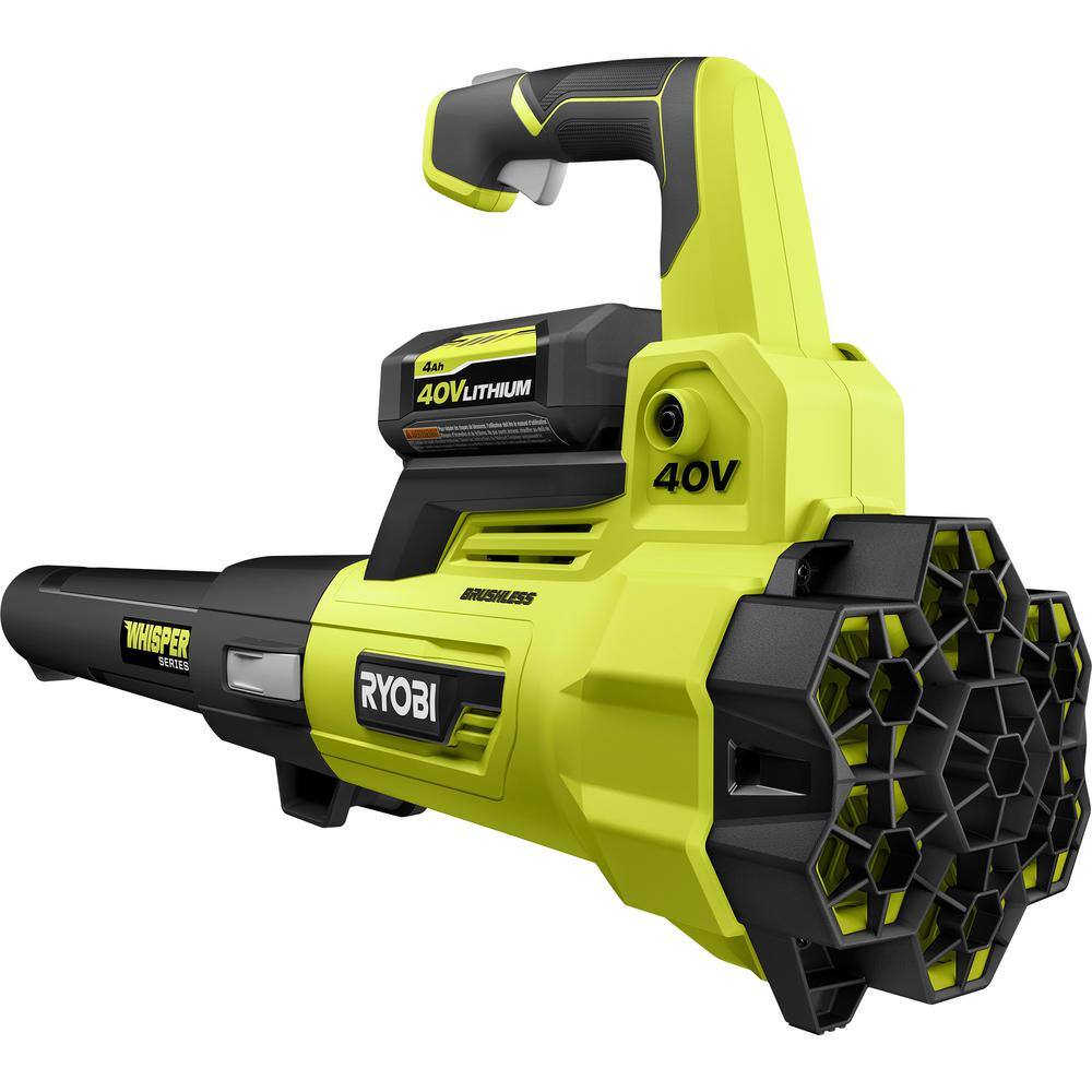 RYOBI RY40470-2B 40V Brushless 125 MPH 550 CFM Cordless Battery Whisper Series Jet Fan Blower with (2) 4.0 Ah Batteries and Charger