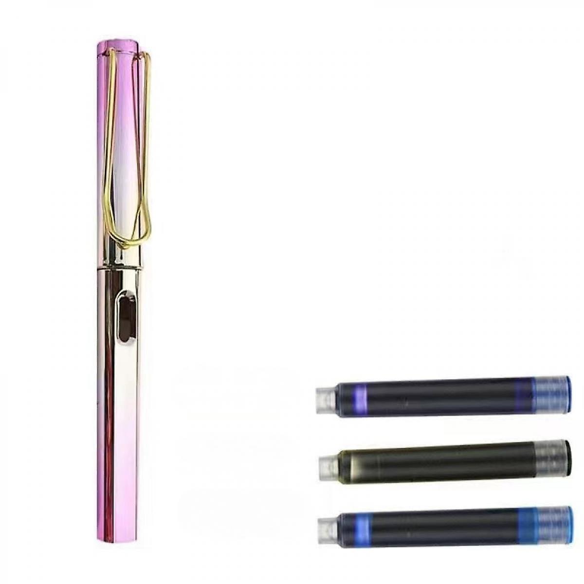 Pen， Gradient Metal Pen  With Gradient Pen With Ink Sac For Boy And Girl Students Stationary Supplies