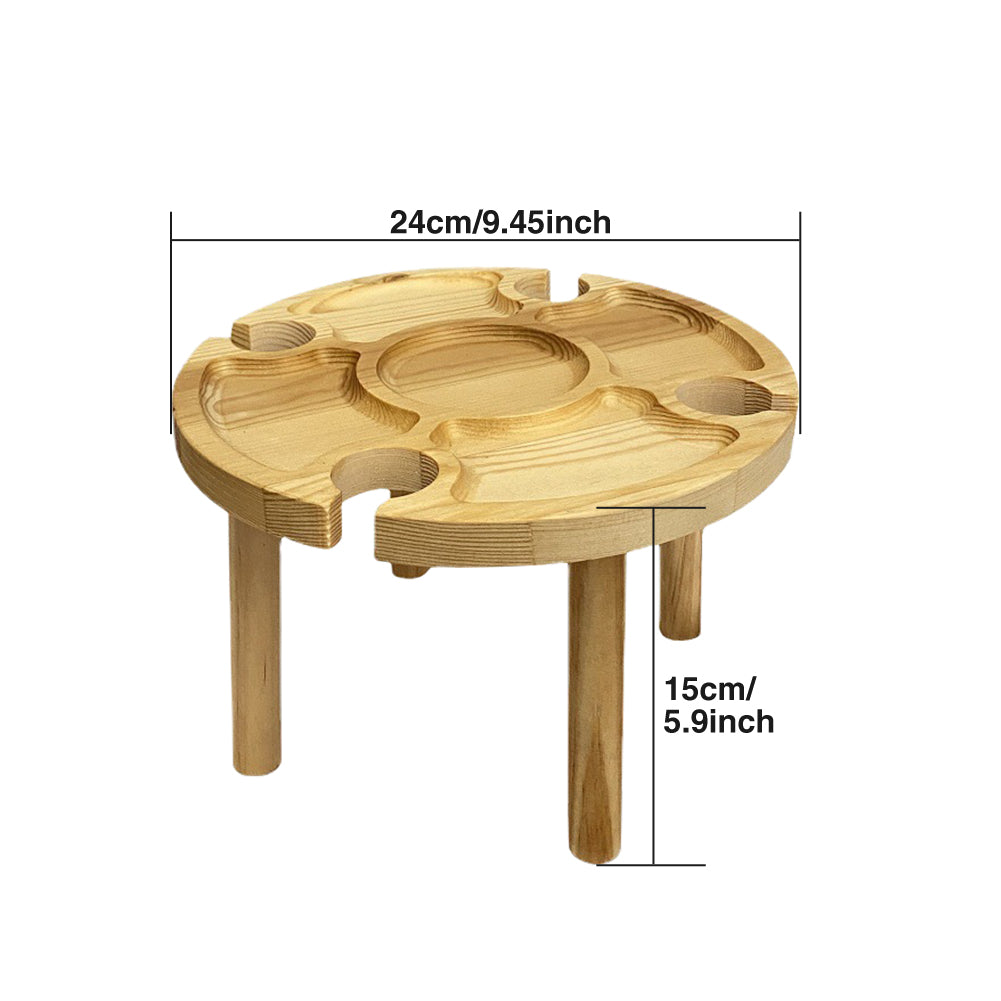 Cechg 2 In 1 Beach Wooden Folding Portable Picnic Table Hiking With Wine Glass Holder