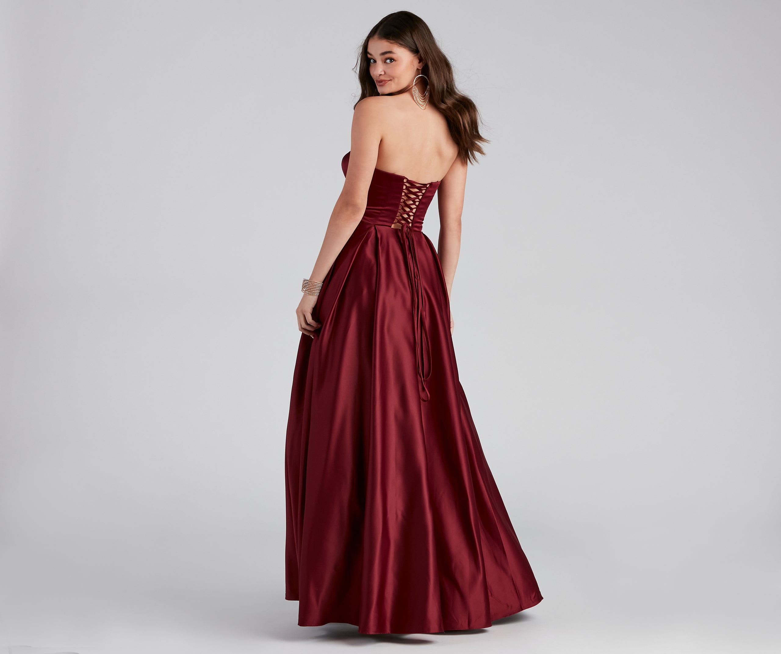 Ellie Lace-Up Sequin Ball Gown
