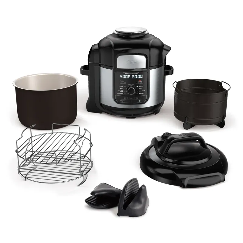 Ninja FD402 Stainless Ste Foodi 8qt. 9-in-1 Deluxe XL Pressure Cooker and Air Fryer-Stainless Steel/Black