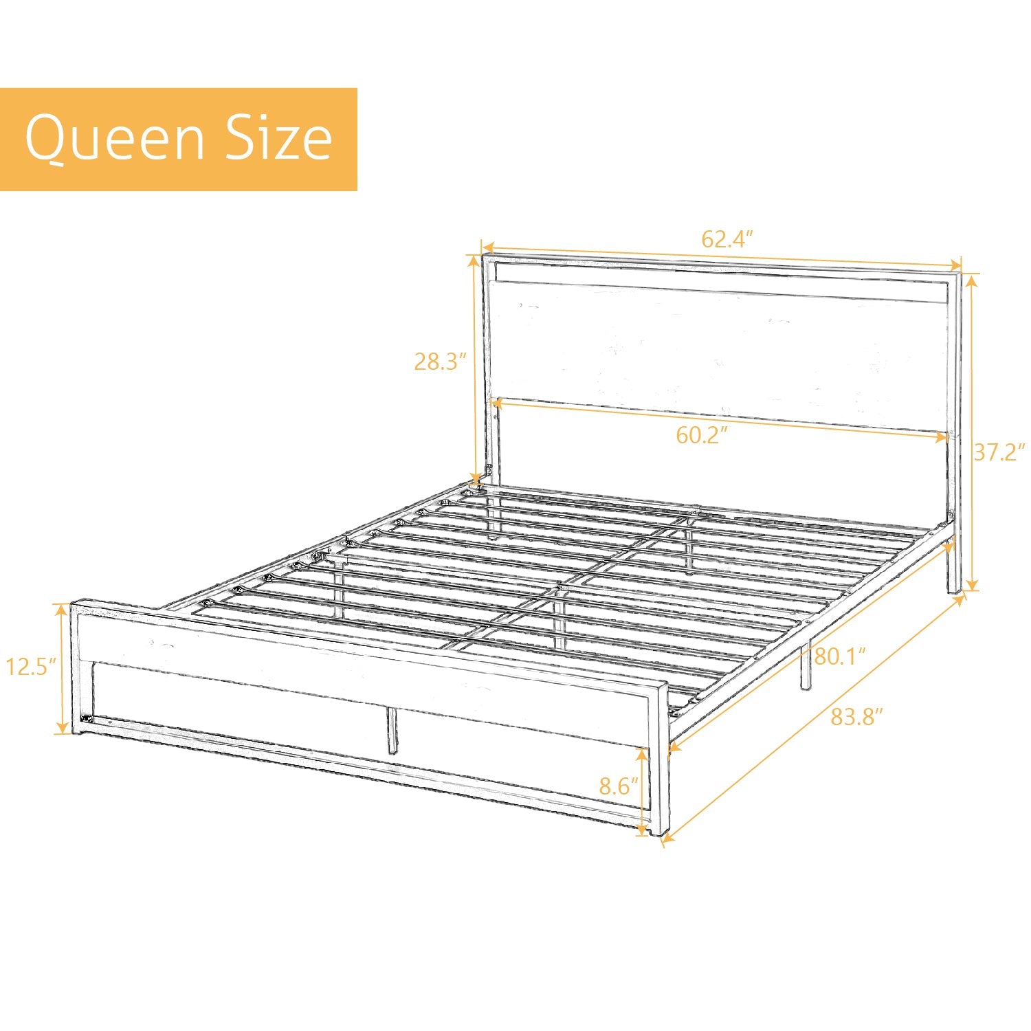 Amolife Queen Platform Bed Frame with Wooden Headboard and 13 Strong Steel Slats Support, Dark Brown