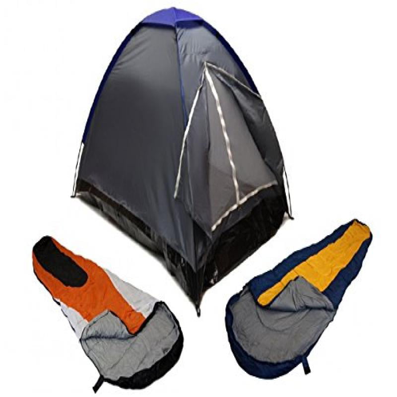 Edmbg Gray Dome Hiking Tent with 2 20 Degree Sleeping Bags Combo