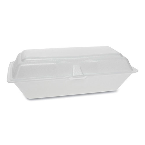 Pactiv Foam Hinged Lid Containers | Single Tab Lock Hoagie， 9.75 x 5 x 3.25， 1-Compartment， White， 560