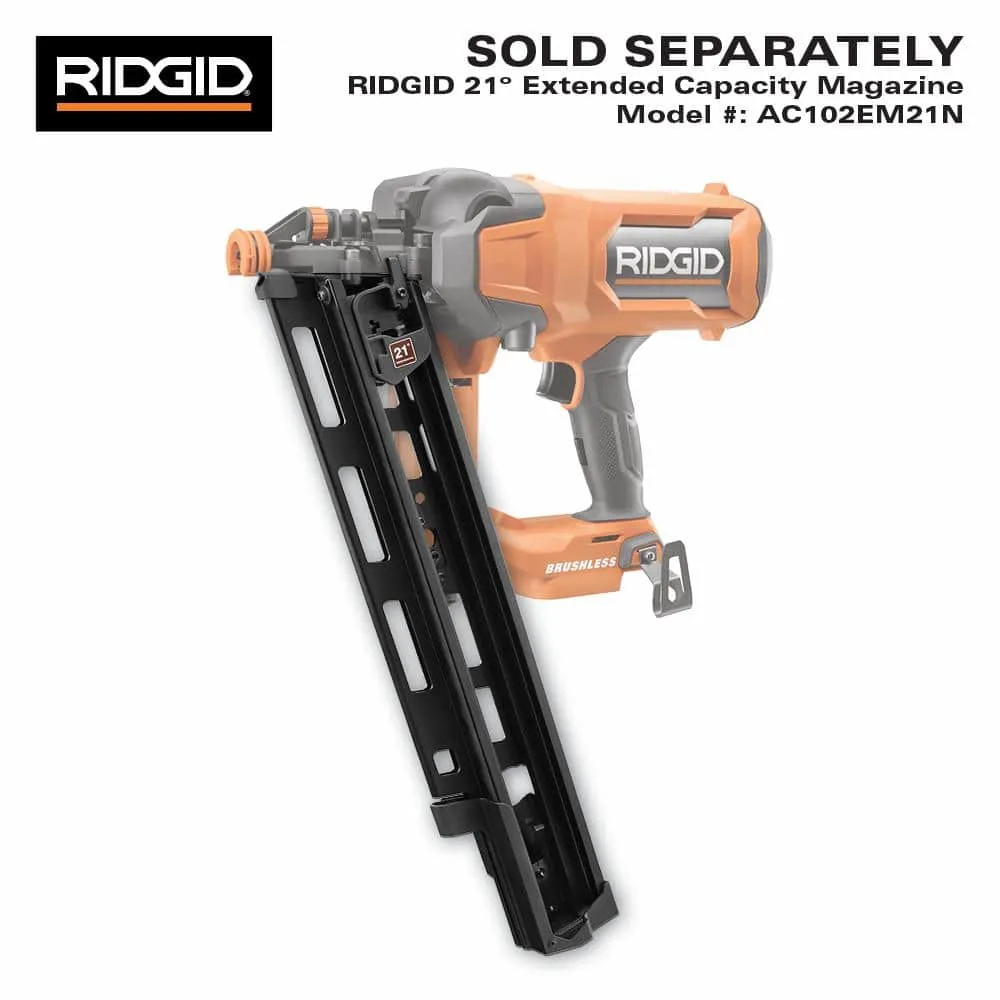 RIDGID 18V Brushless Cordless 21° 3-1/2 in. Framing Nailer Kit with 4.0 Ah Battery and Charger R09894KN