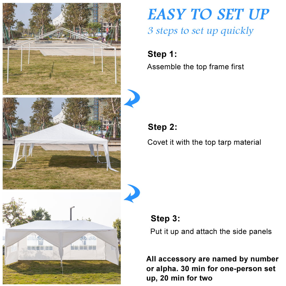 SalonMore 10' x 20' Party Tent Wedding Canopy Patio Tent Pavilion w/6 Side Walls 2 Doors