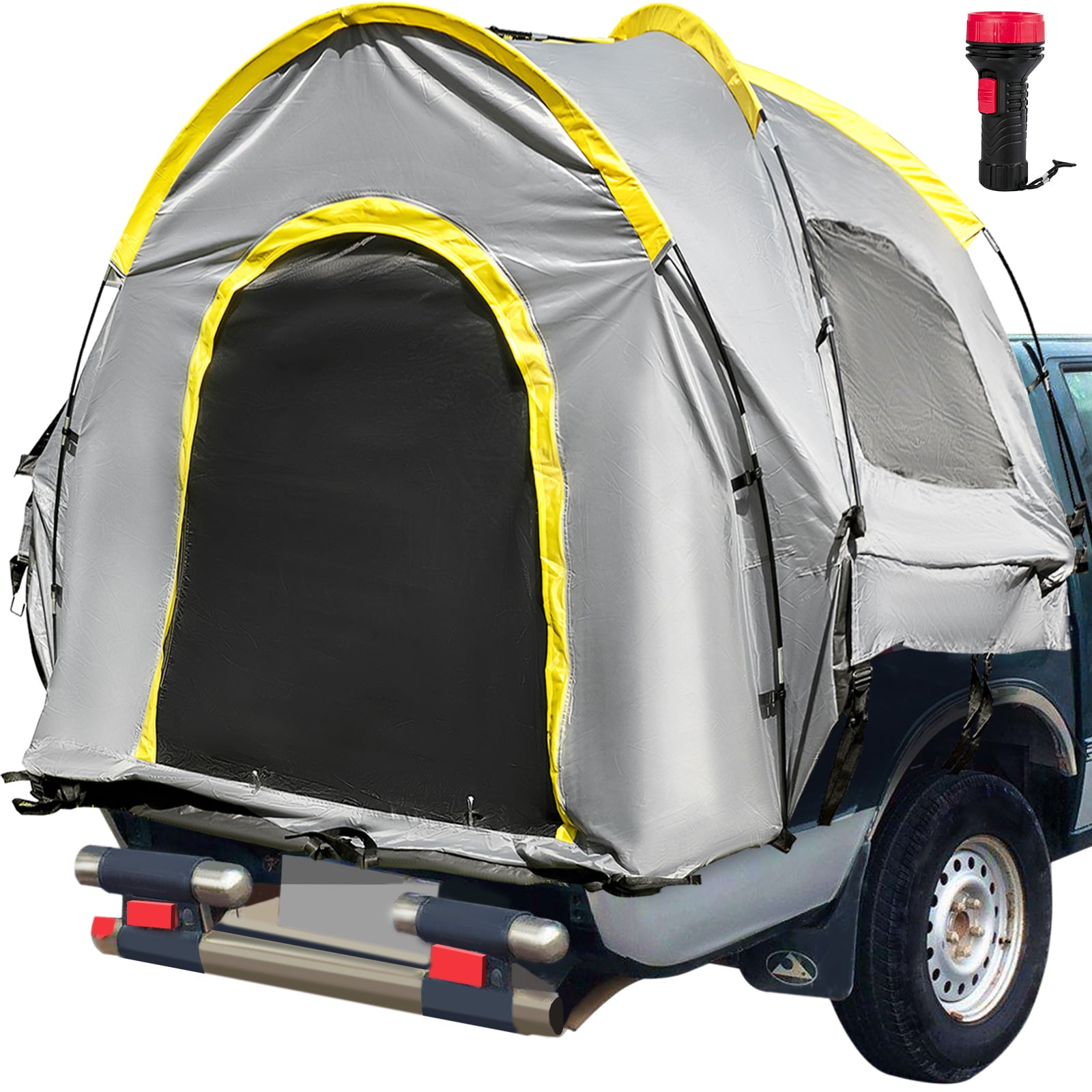 VEVOR Truck Tent 6in Tall Bed Truck Bed Tent， Pickup Tent for Mid Size Truck， Waterproof Truck Camper， 2-Person Sleeping Capacity， 2 Mesh Windows， Easy to Setup Truck Tents for Camping， Hiking