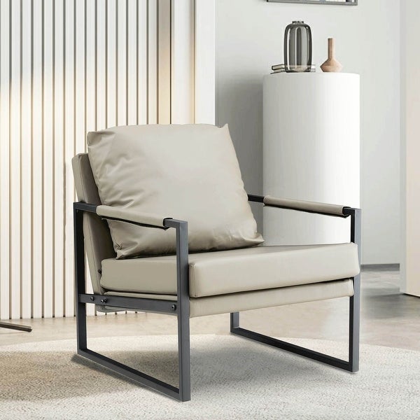 Accent Arm Chair with Metal Frame Extra-Thick Padded Backrest and Seat Cushion Sofa Chairs for Living Room