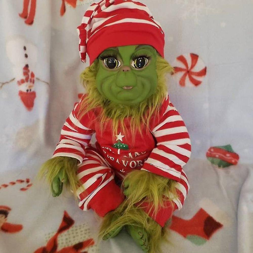 Christmas The Grinch Latex Plush Doll Reborn Baby Grinch Stuffed Toy Xmas Gift