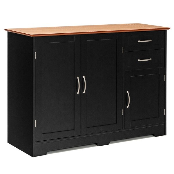 Buffet Storage Cabinet with 2-Door Cabinet and 2 Drawers-Black - 43.5'' x 16'' x 31''(L x W x H) - - 37446238