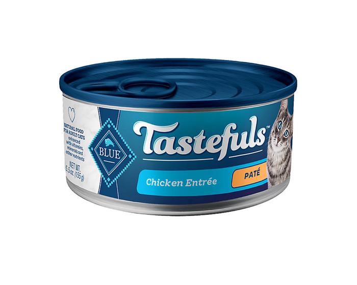 Blue Buffalo Tastefuls Adult Wet Cat， Turkey  Chicken Entrée Pate， 5.5 Oz. Can
