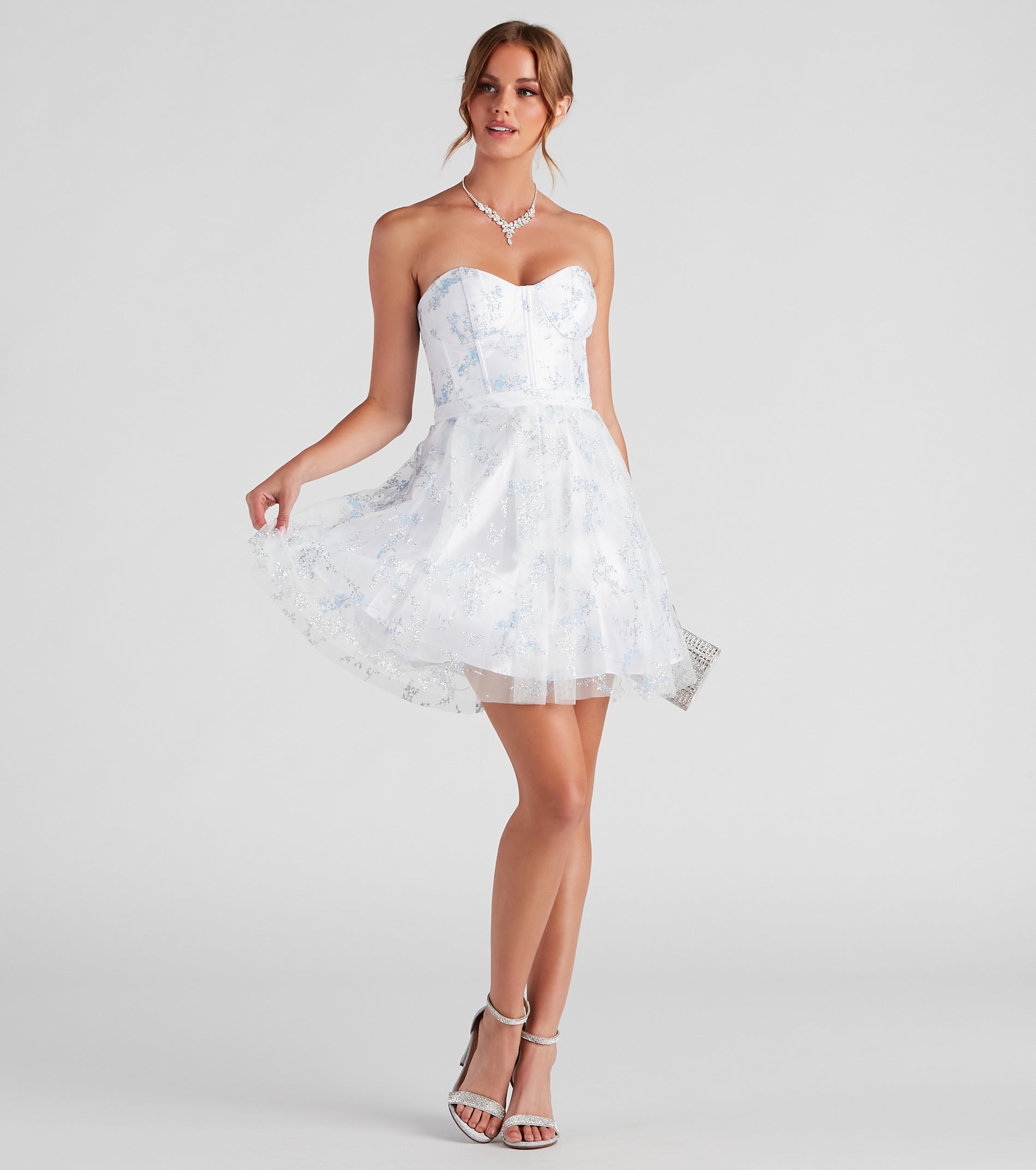 Zariah Formal Floral Glitter Party Dress