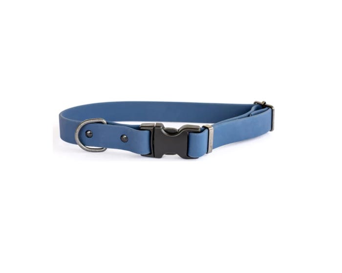 Euro Dog Waterproof Dog Collar Soft PVC Coated Nylon， Blue， Medium - WPMN