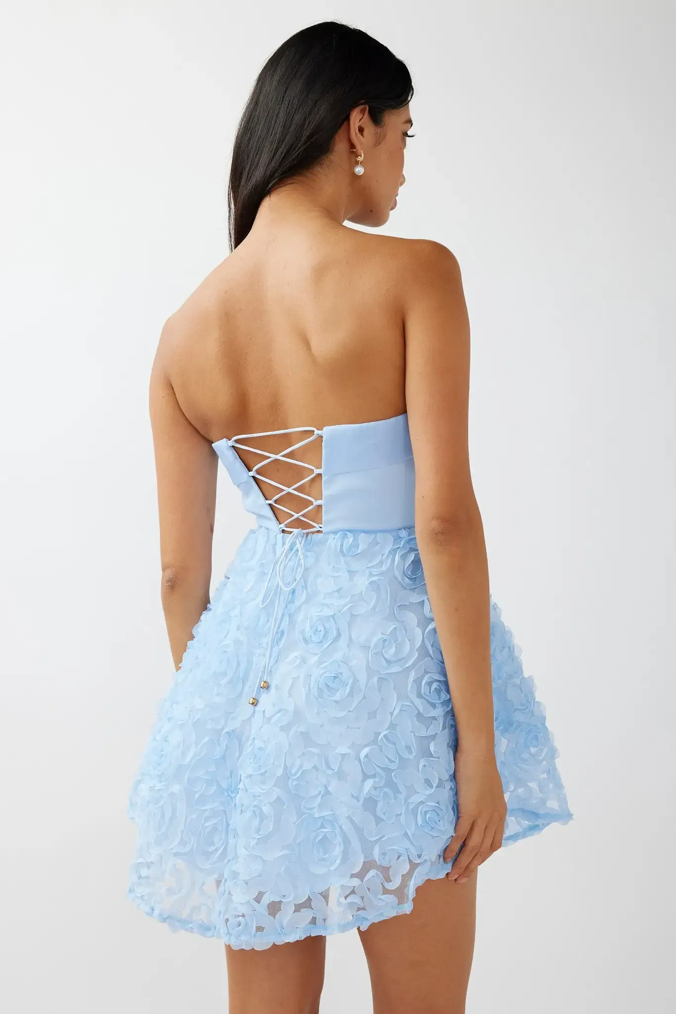 Cloudconsult Annalyn Strapless Embellished Mini Dress Blue