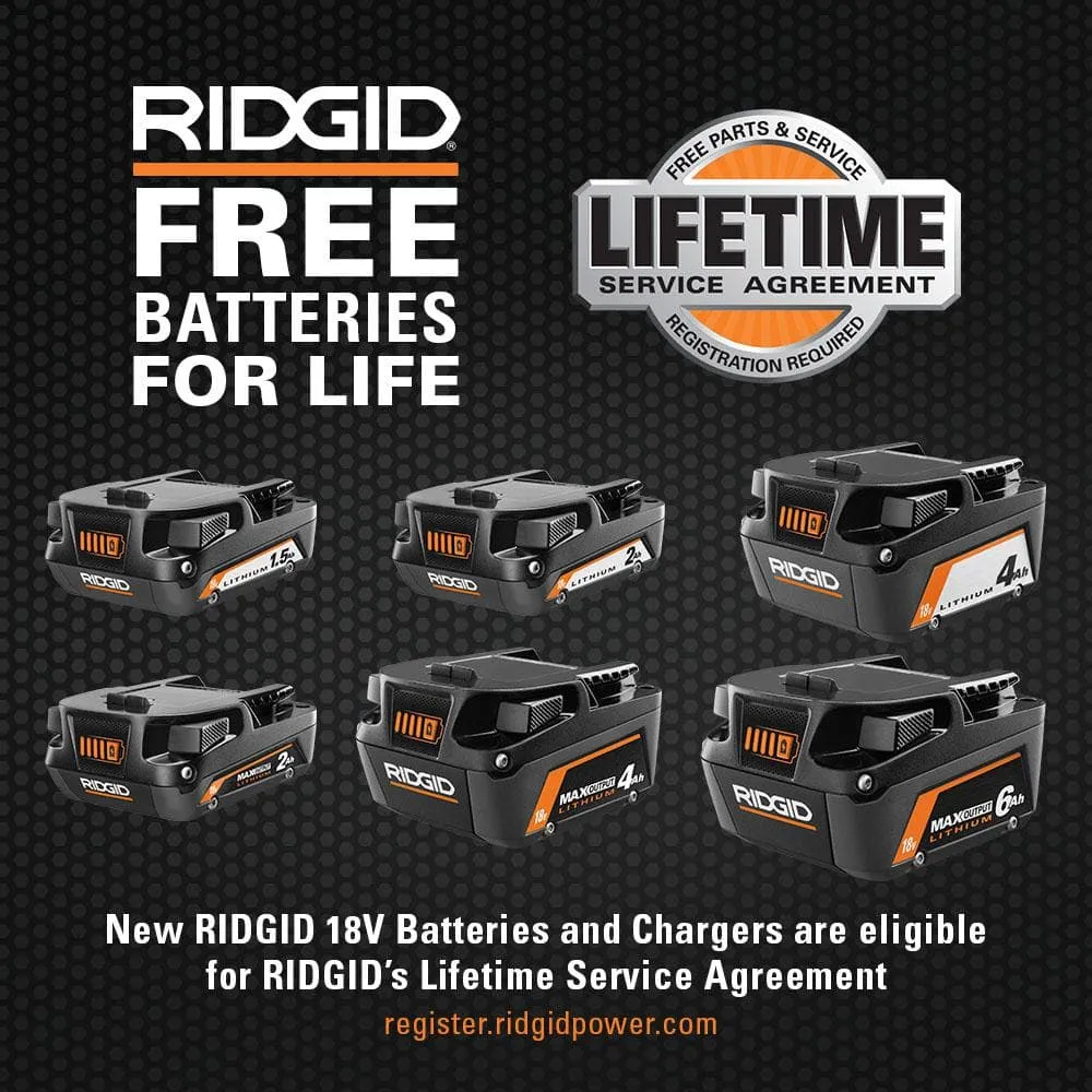 RIDGID 18V Lithium-Ion MAX Output (2) 4.0 Ah Batteries and Charger Kit AC9540-AC840040